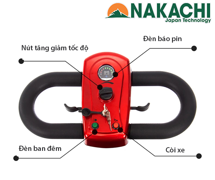 tay lái cảu xe điện 4 bánh Nakachi